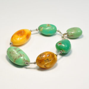 Naturalne kamienie o wyjątkowej energii - bransoletka z dużych brył bursztynów i chryzoprazów